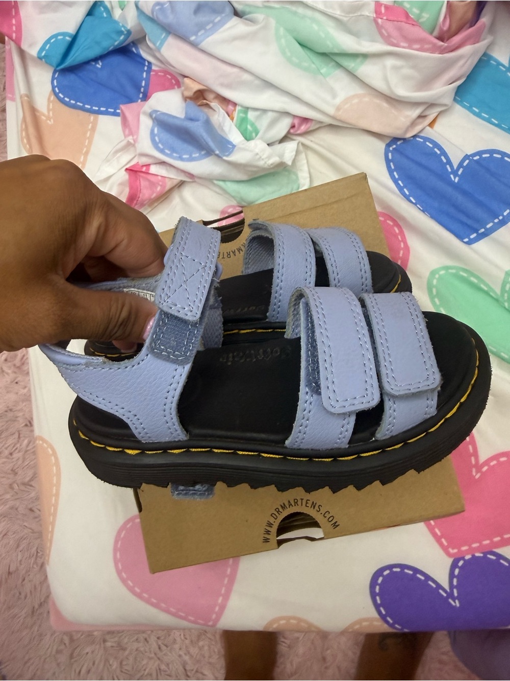 Dr. Martens Kids' Lavender Leather Triple-Strap Sandals